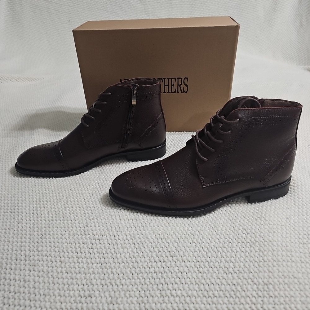 Arc‎ Brothers ZC60328 Brown Premium Leather Oxford Boots Men's Size 9 NEW In Box